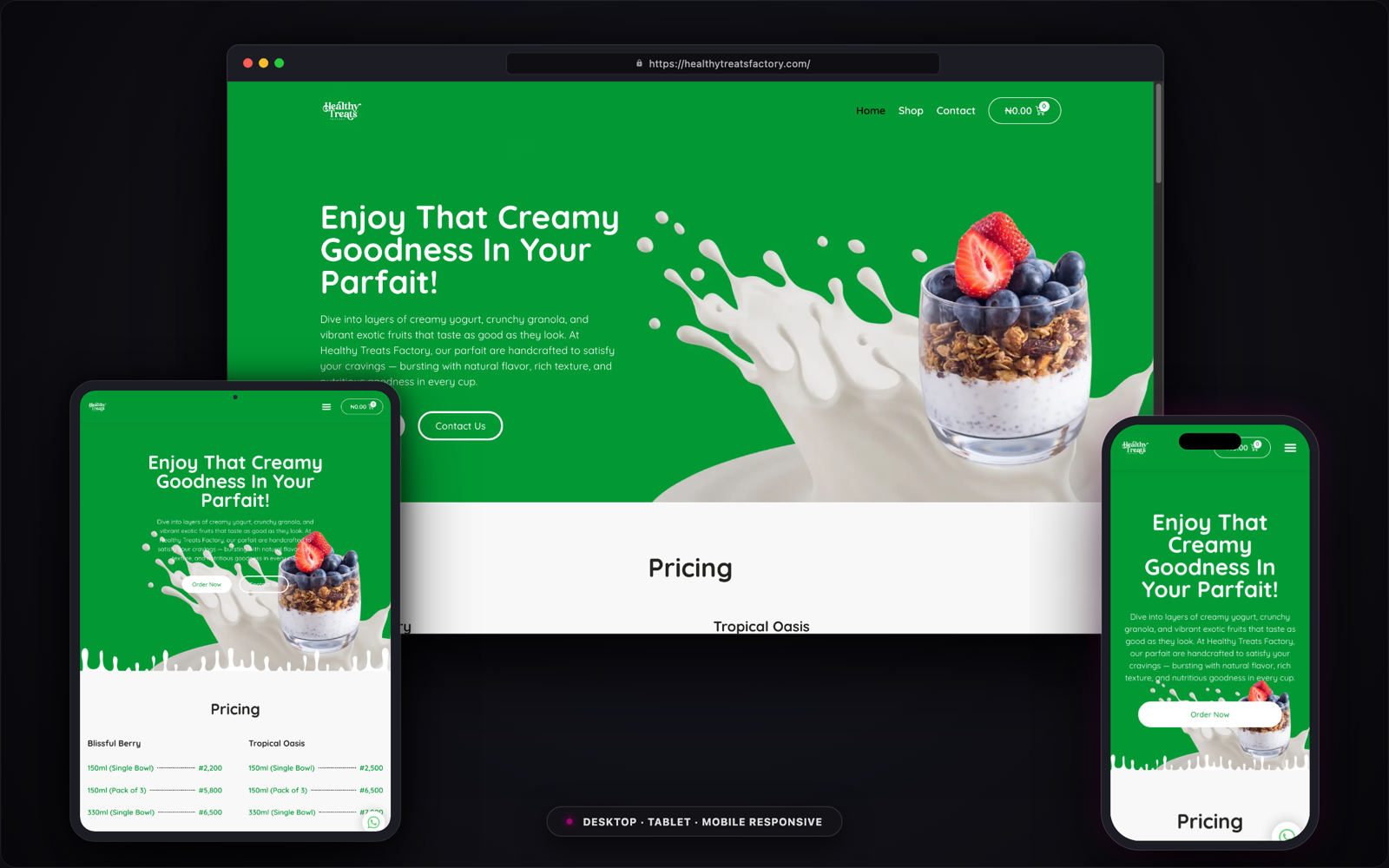 Healthy Treats Factory Device Mockup